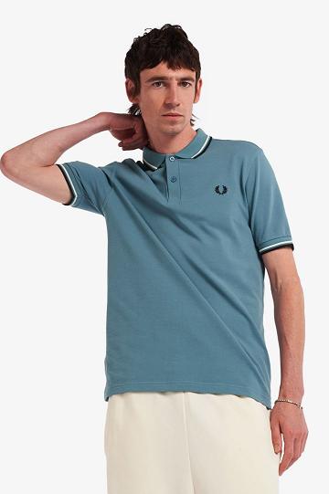 Grey Blue Fred Perry M3600 Men's Polo Shirts | PH 1397VRWD